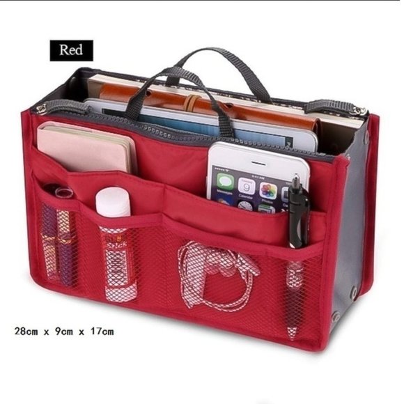Handbags - Travel Collapsible Organizer Insert Pouch - Red